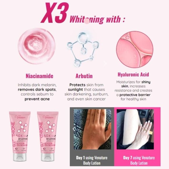 Venature 50X Glutathione Body Lotion Antioxidant Rich Hydrating Moisture - Picture 5 of 12